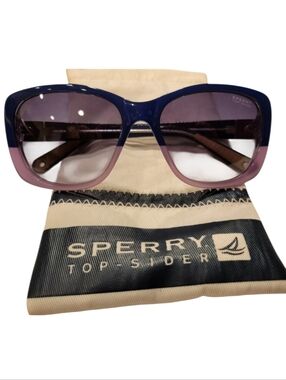 Sperry Topsider Vintage East Hampton Polarized Blue Purple Sunglasses & Case